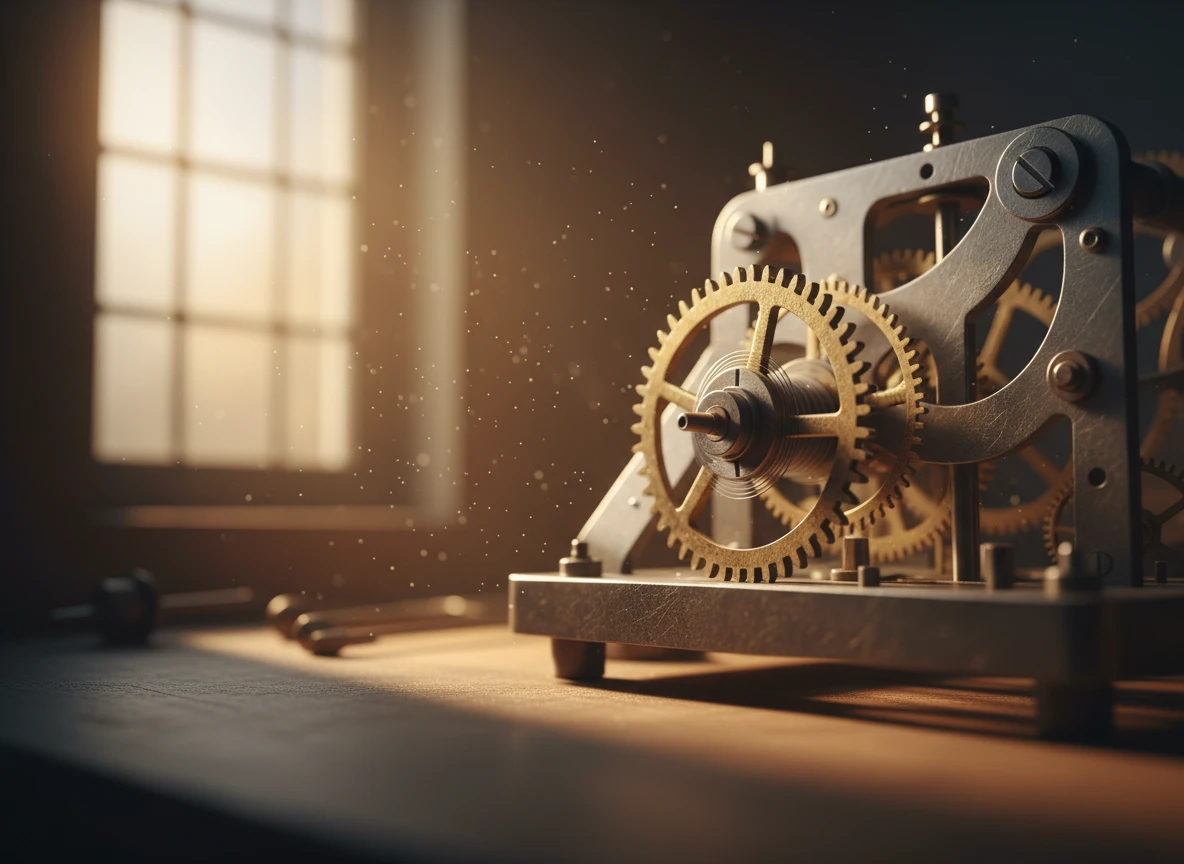 Close-up of mechanical clock gears on a desk, symbolizing website optimization strategies and ongoing site health monitoring.