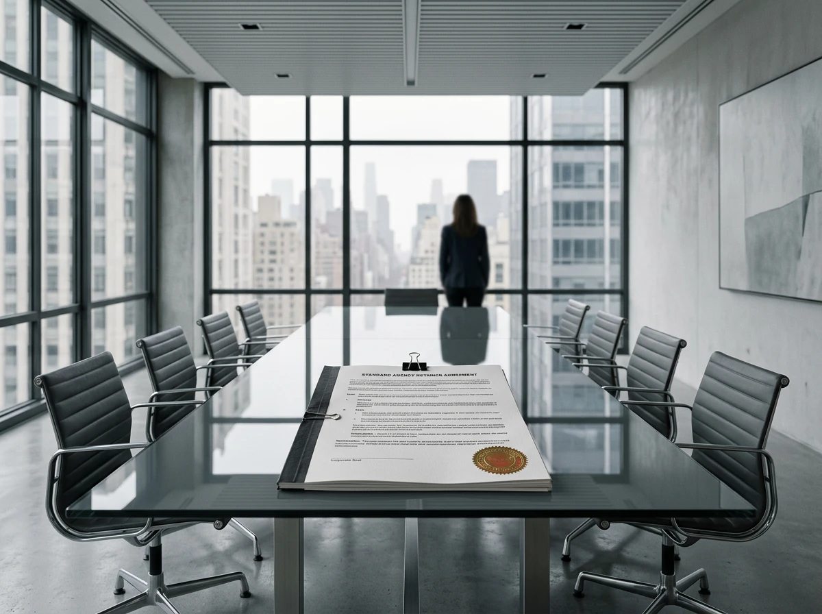 A document on a conference table in an office evaluating an seo optimization service strategy.