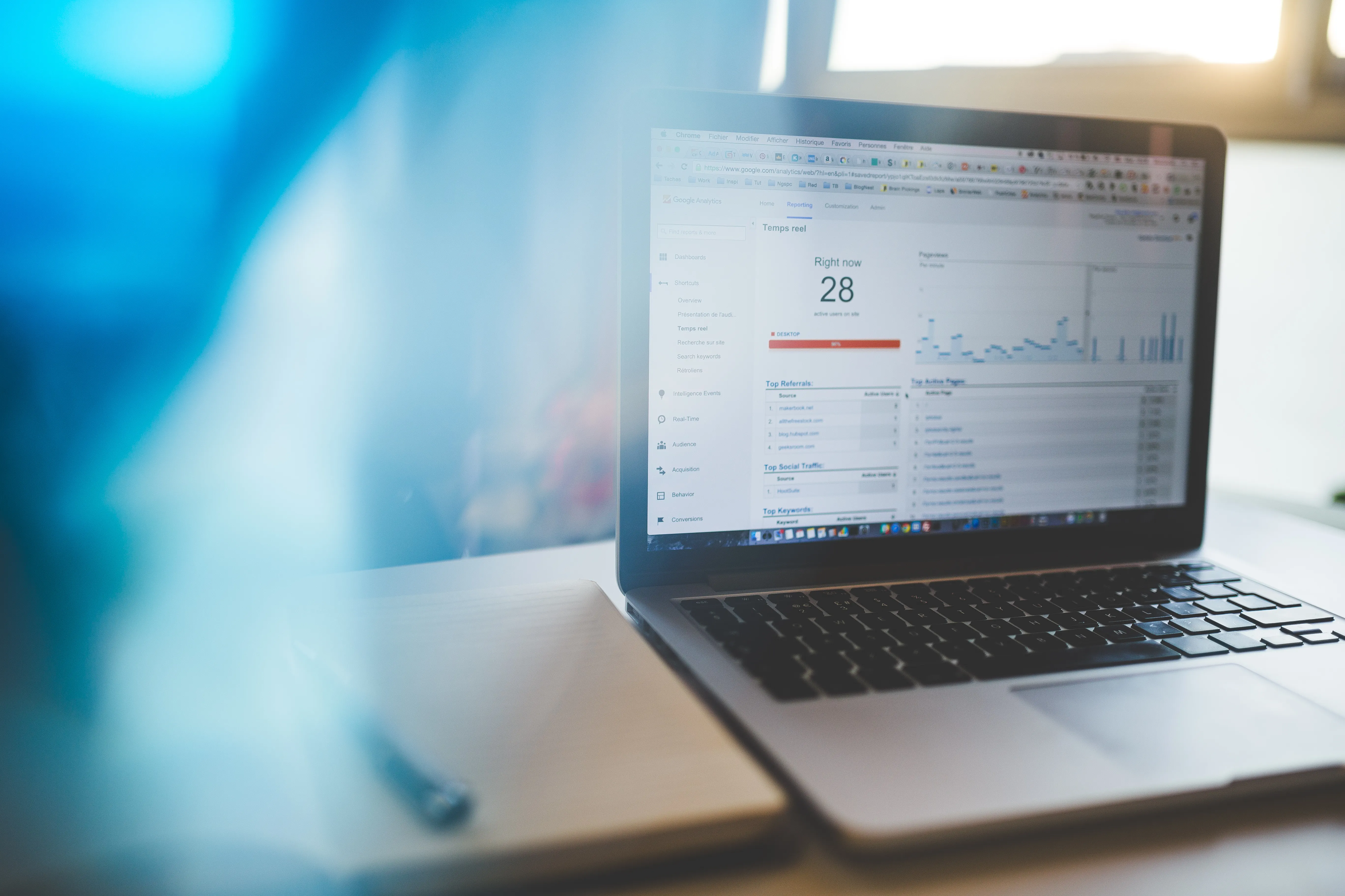 A laptop displaying website analytics, crucial for measuring the future of SEO in India.